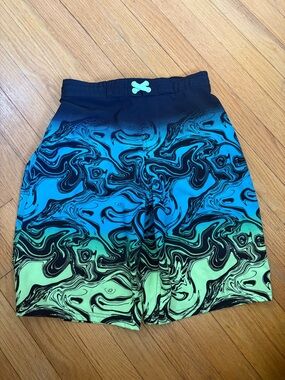 wonder nation Blue & Green Swirl Swim Shorts